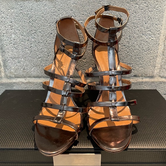 Schutz Metallic Strappy Stiletto Sandal - Picture 3 of 10